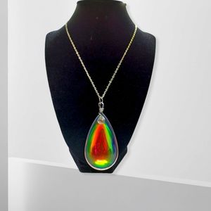 Rainbow titanium crystal pendant necklace
